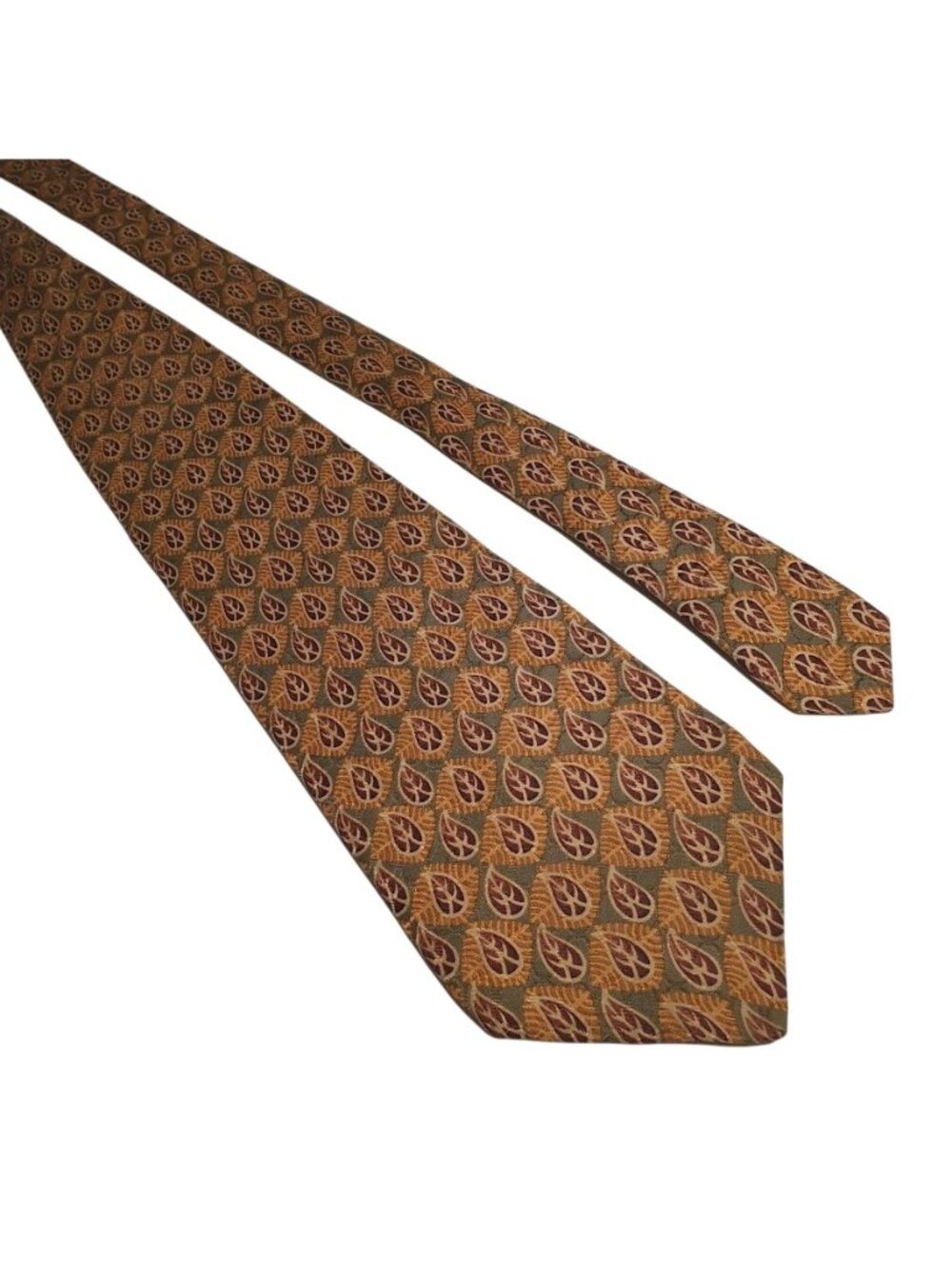 Paul Rodon Couture Silk Tie Abstract Leaf Print Office Dad Gift 57" x 3.75"